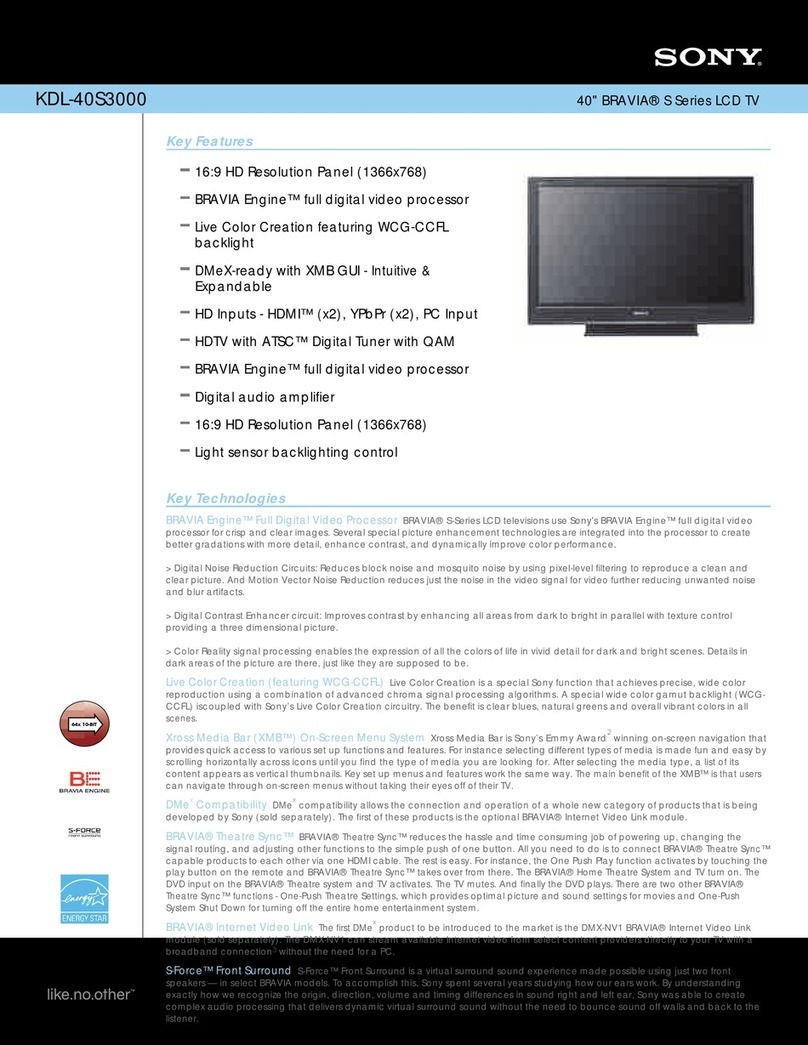 Sony KDL-40S3000 - Bravia - S-series 40" Digital Lcd... User manual