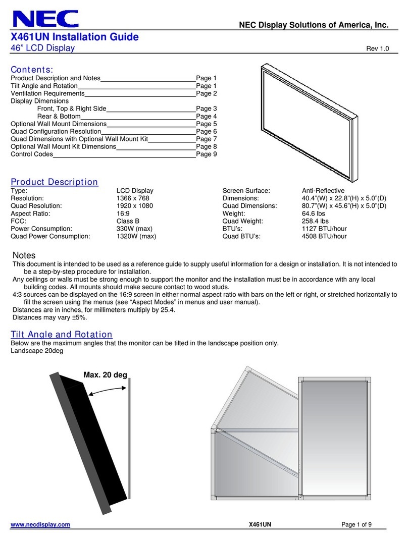 NEC X461UN - MultiSync - 46" LCD Flat Panel... User manual