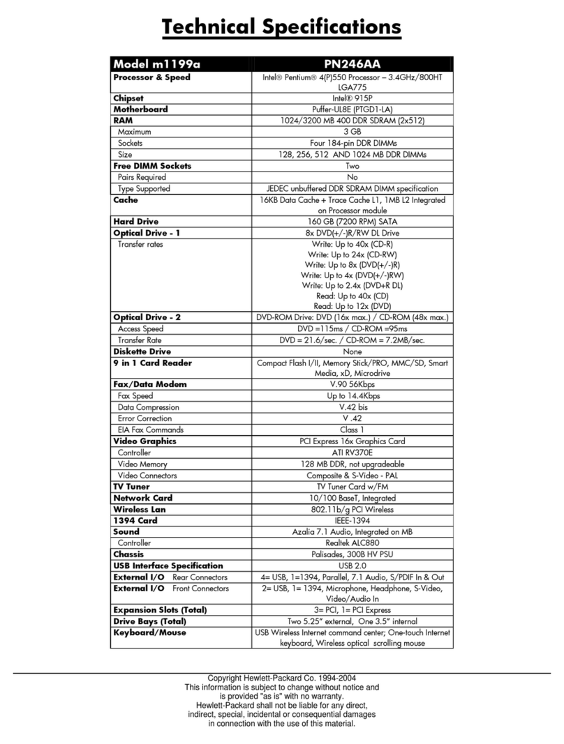 HP Media Center m1100 - Desktop PC User manual