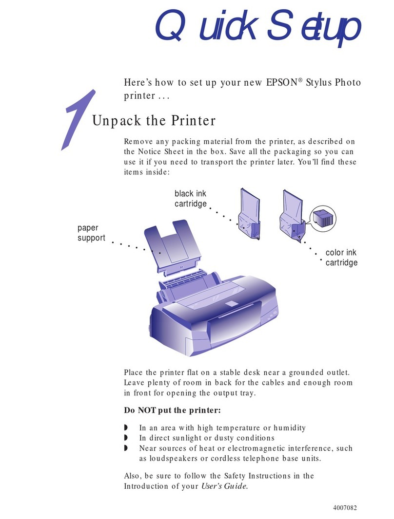 Epson Stylus Photo - Ink Jet Printer Specification sheet