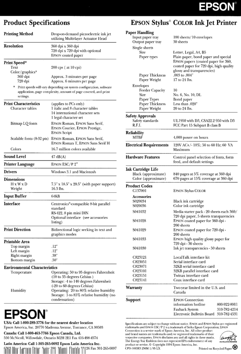 Epson Stylus Photo - Ink Jet Printer User manual