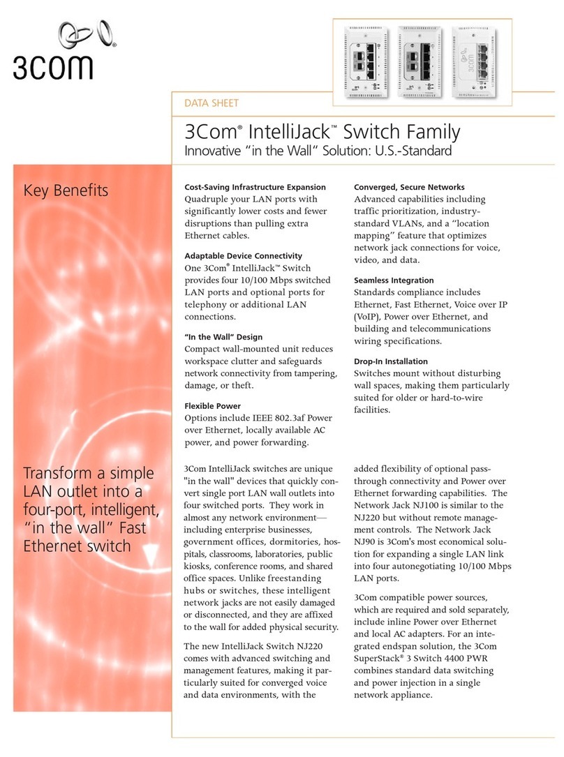 3Com 3CNJ220-BLK - 100Mbps Ethernet Switch User manual