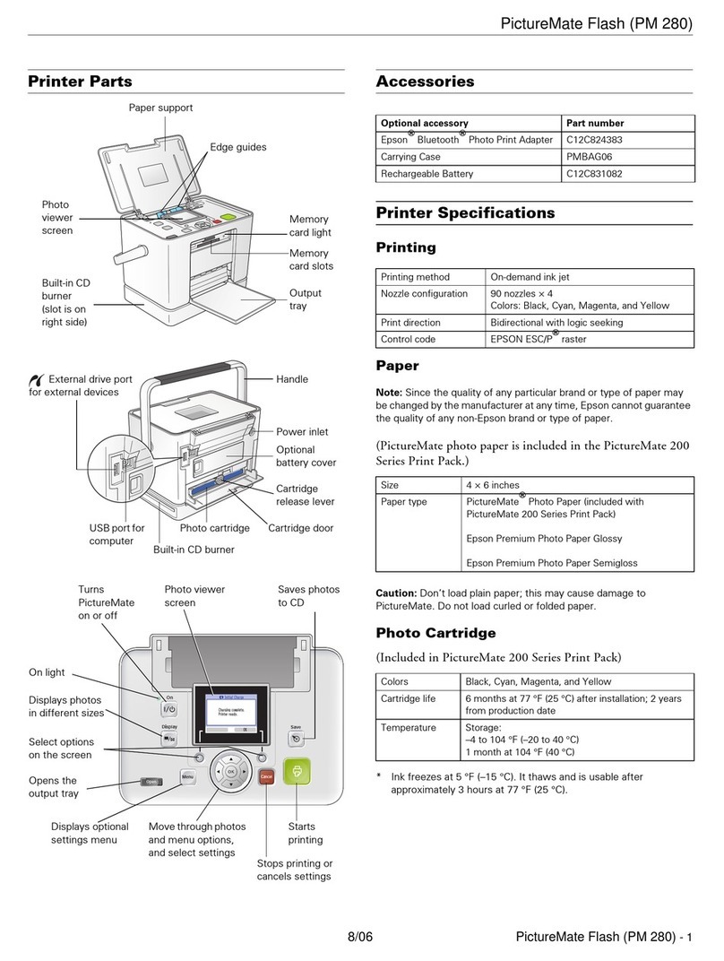Epson PictureMate Flash - PM 280 - PictureMate Flash Compact Photo... Installation and operation manual