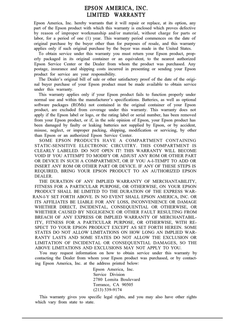 Epson SQ-2000 Use and maintenance manual