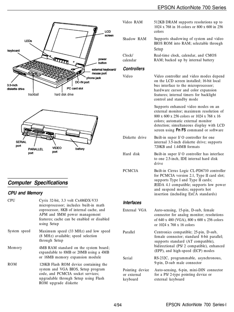Epson ActionNote 700 User manual