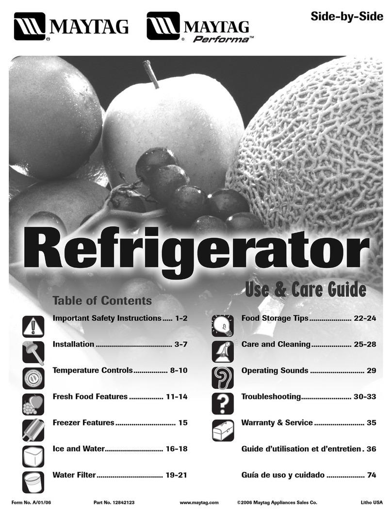 Maytag MSD2656KES - 26 cu. Ft. Refrigerator User manual