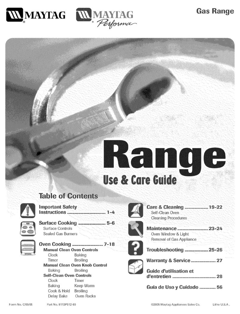 Maytag MGR4452BDB - 4.5 GAS RANGES User manual