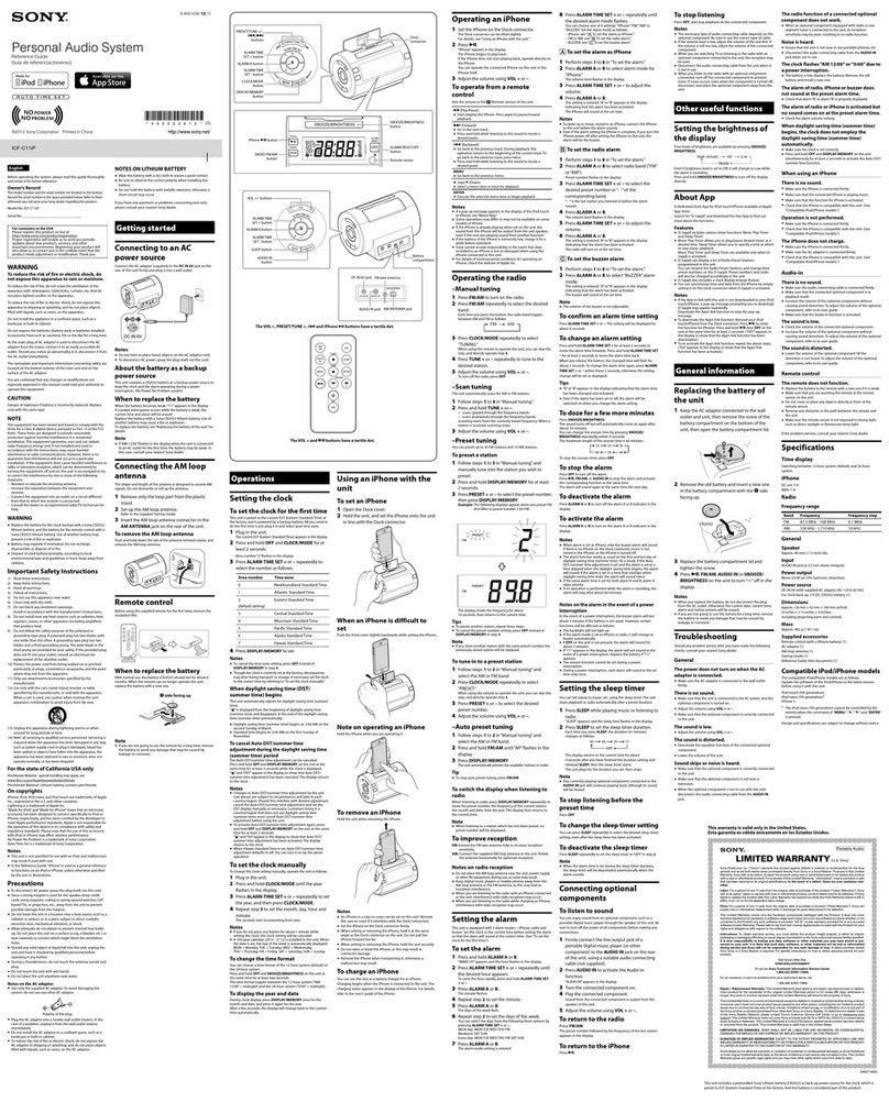 Sony ICF-C11IP/BLK reference guide
