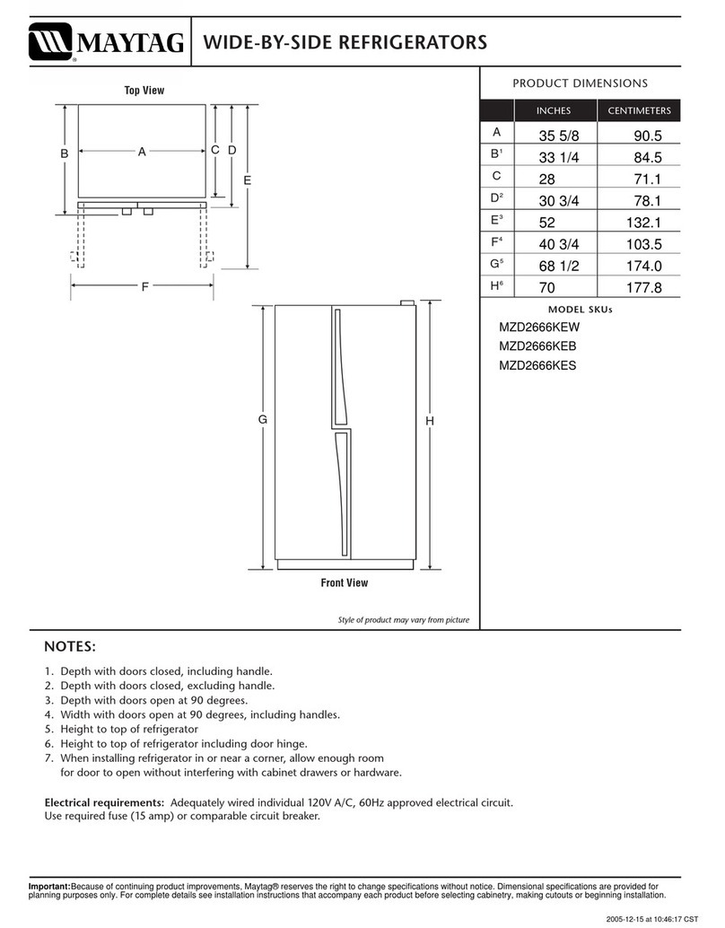 Maytag MZD2666KES - 26 cu. Ft. Wide-By-Side... User guide