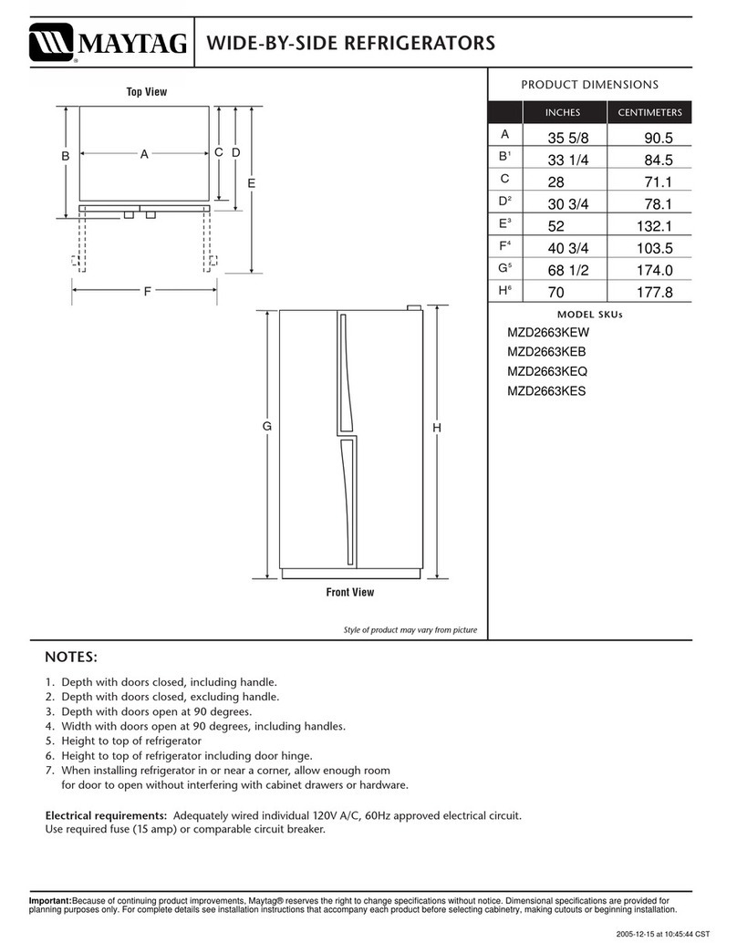 Maytag MZD2663KEW - 26 cu. Ft. Wide-By-Side... User guide