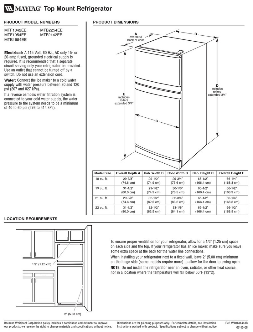 Maytag MTF1842EEQ - 18 cu. Ft. Refrigerator Dimensions