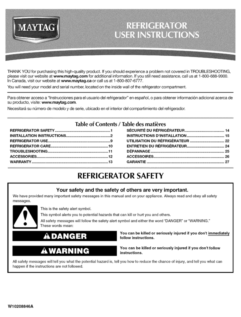 Maytag MTF1842EEB - 18 cu. Ft. Refrigerator User manual