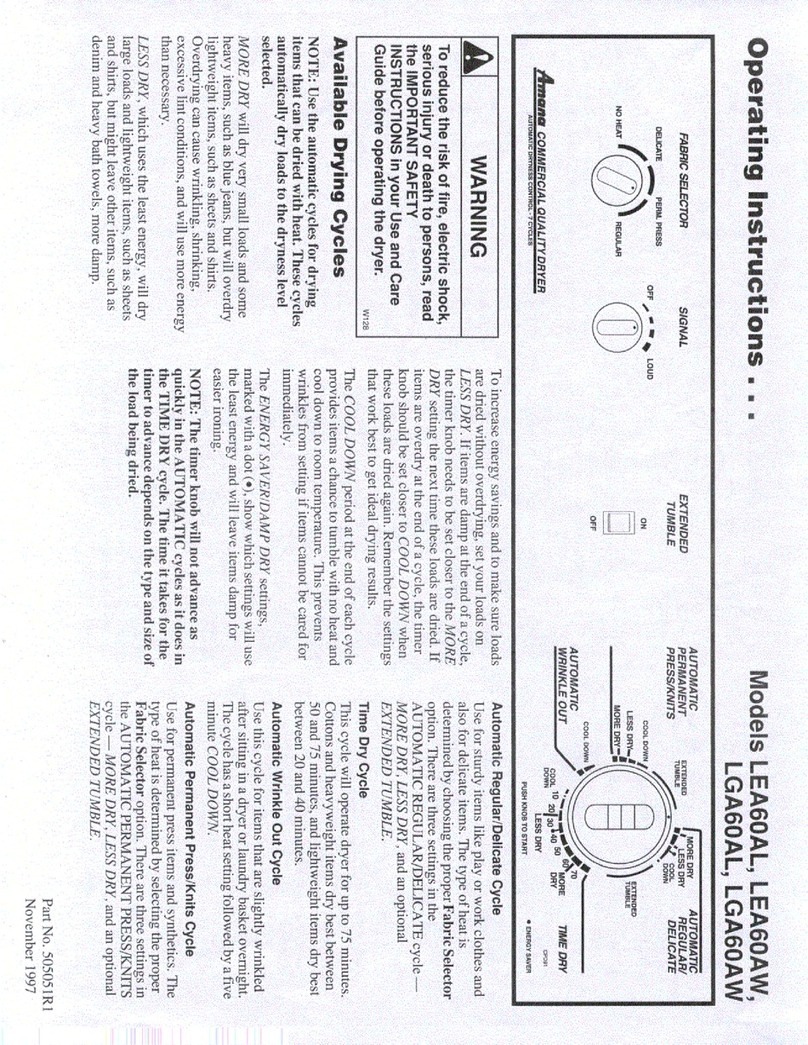 Amana LEA60AL operating instructions Amana LEA60AL operating instructions