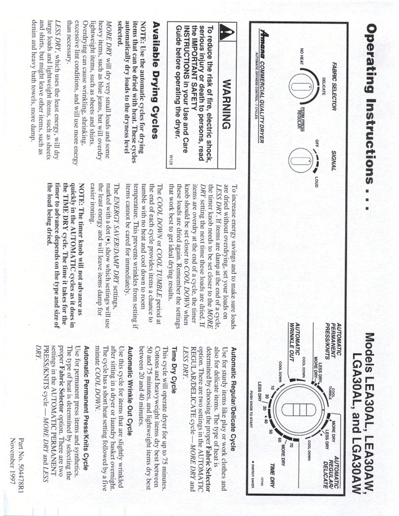 Amana LEA30AL operating instructions Amana LEA30AL operating instructions