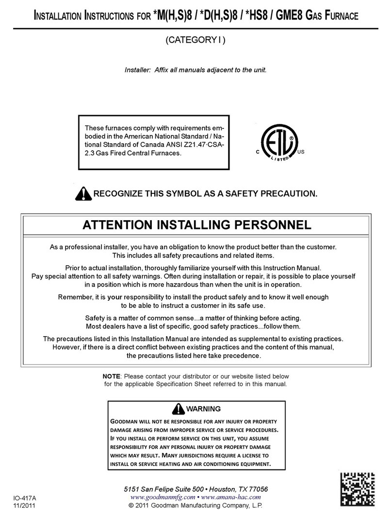 Goodman MH8 User manual