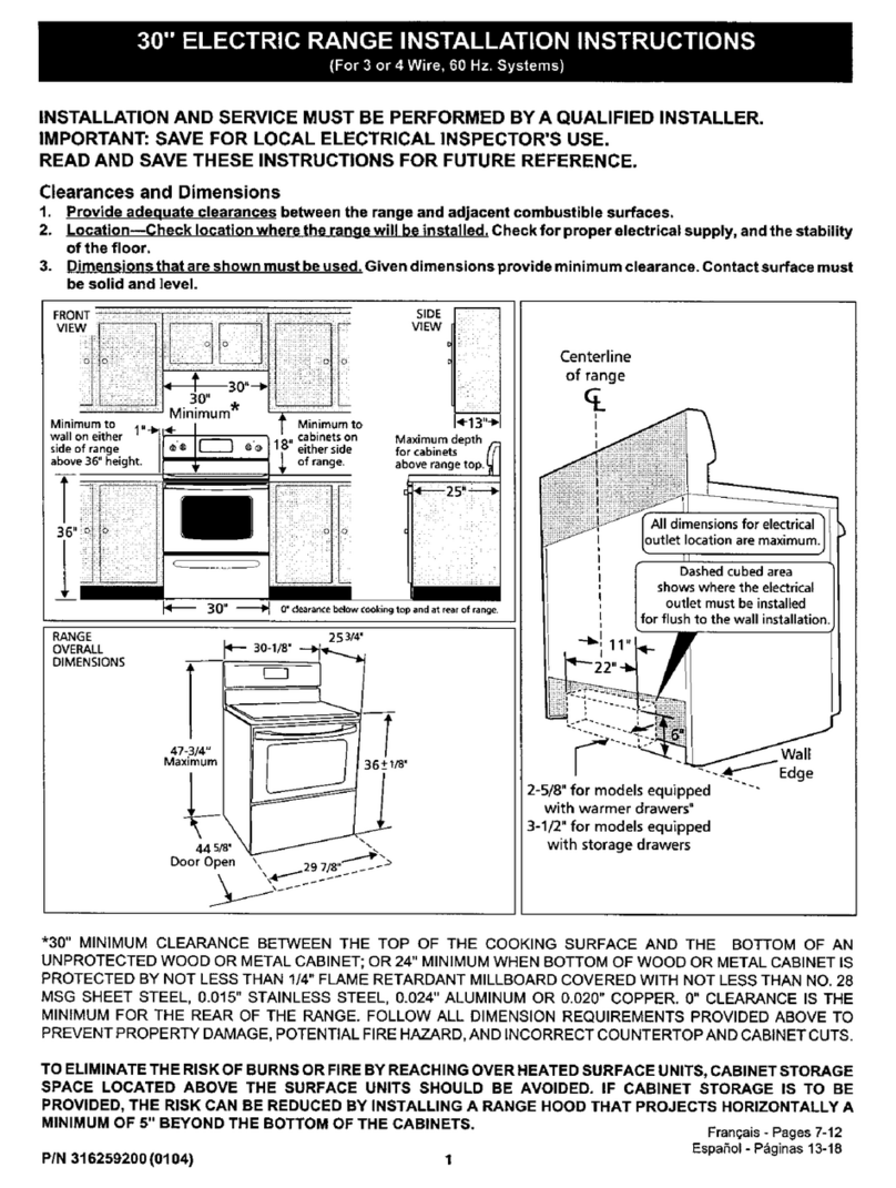Kenmore 9410 - 30 in. Electric Range User manual