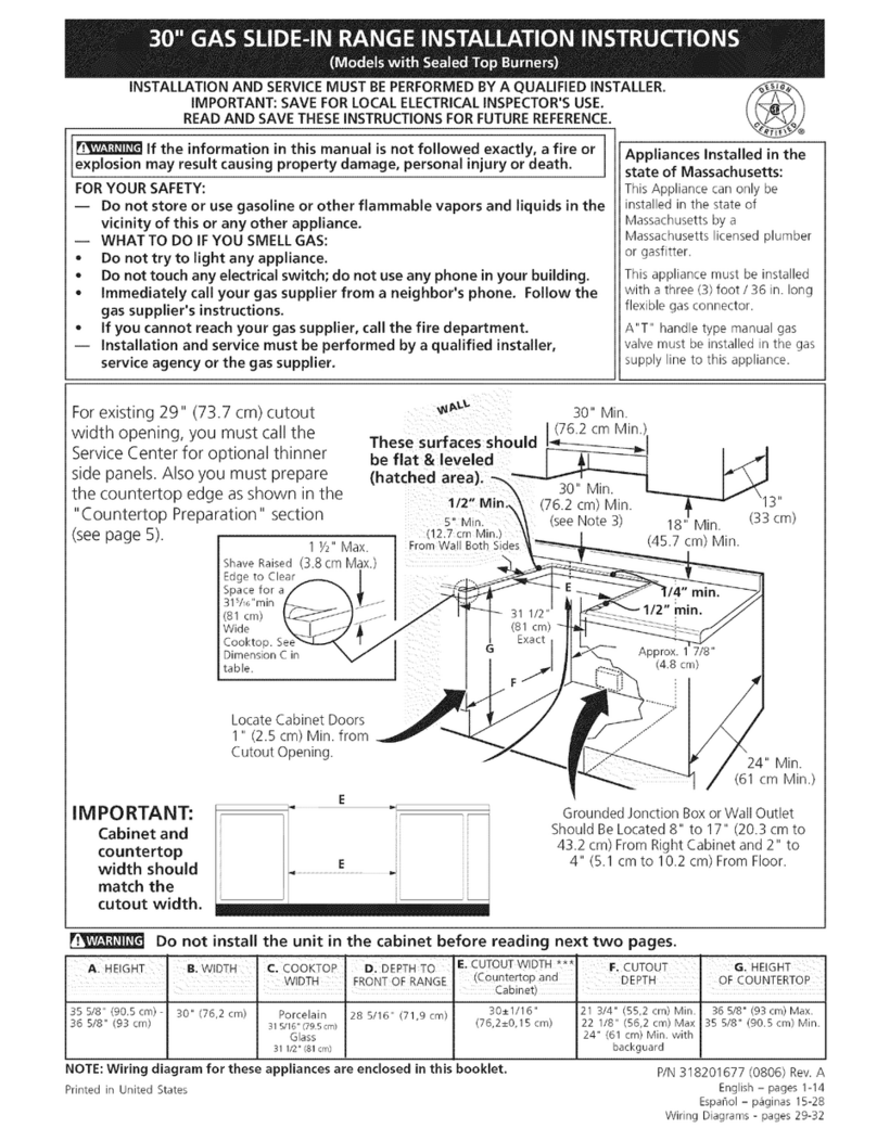 Kenmore 3103 - Elite 30 in. Slide-In Gas Range User manual