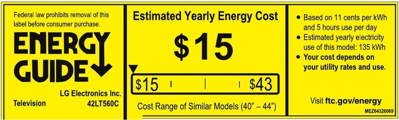 LG 42LT560C Energy guide