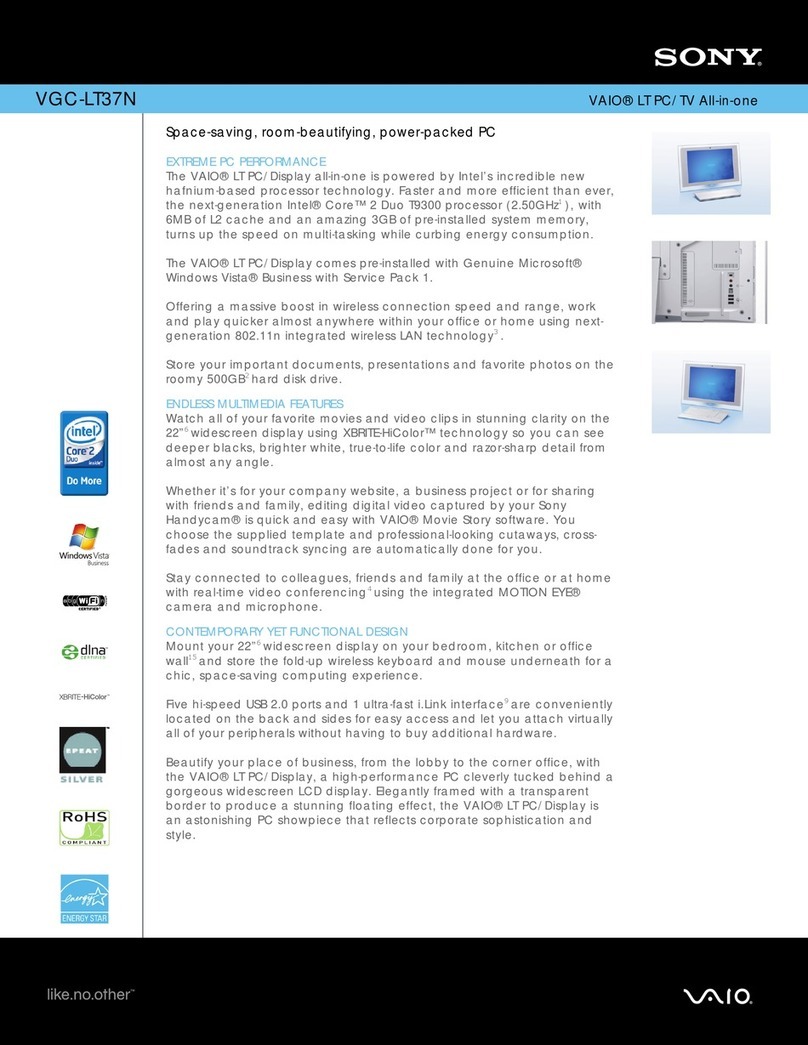 Sony VGC-LT37N - Vaio All-in-one Desktop Computer User manual