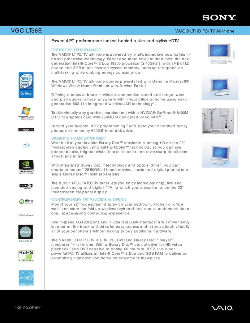 Sony VGC-LT36E - Vaio All-in-one Desktop Computer User manual