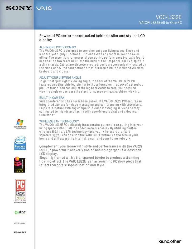 Sony VGC-LS32E - Vaio All-in-one Desktop Computer User manual