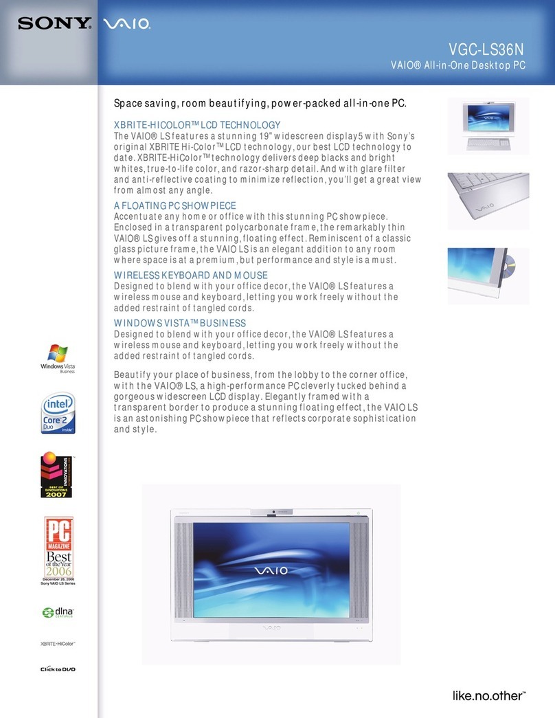 Sony VGC-LS36N - Vaio All-in-one Desktop Computer Specifications