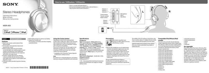 Sony MDR-X05 operating instructions
