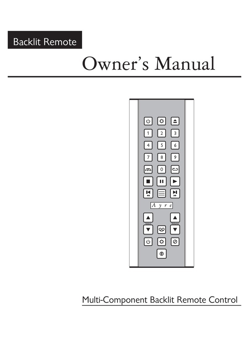Ayre Backlit Remote owner's manual