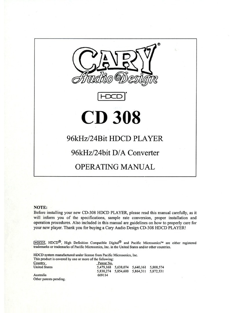 Cary Audio Design CD 308 User manual