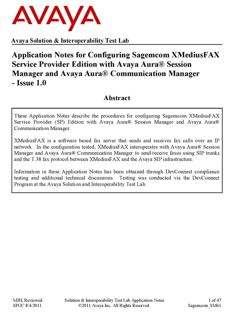 Avaya Sagemcom XMediusFAX s Supplement