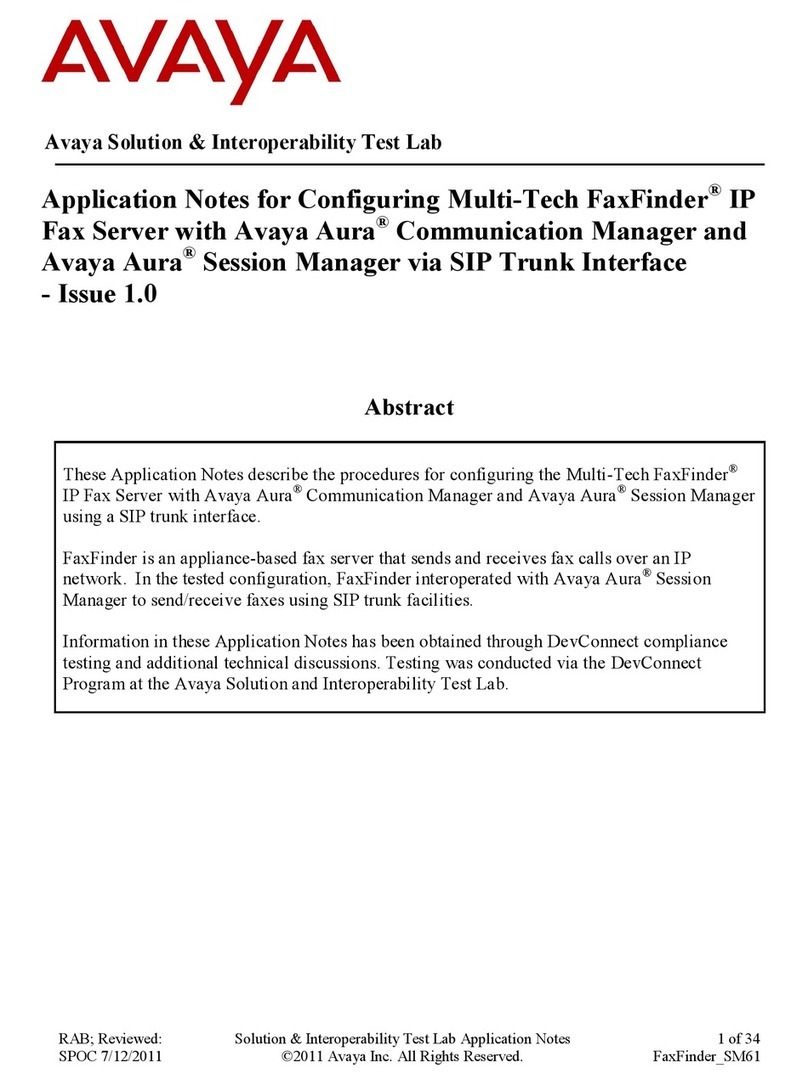 Avaya Multi-Tech FaxFinder s Supplement