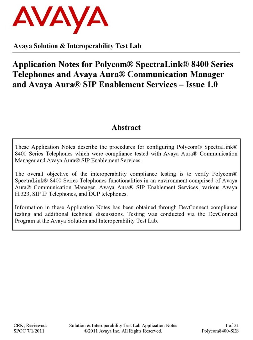 Avaya Polycom SpectraLink 8400 Series s Application notes Avaya Polycom SpectraLink 8400 Series s Application notes