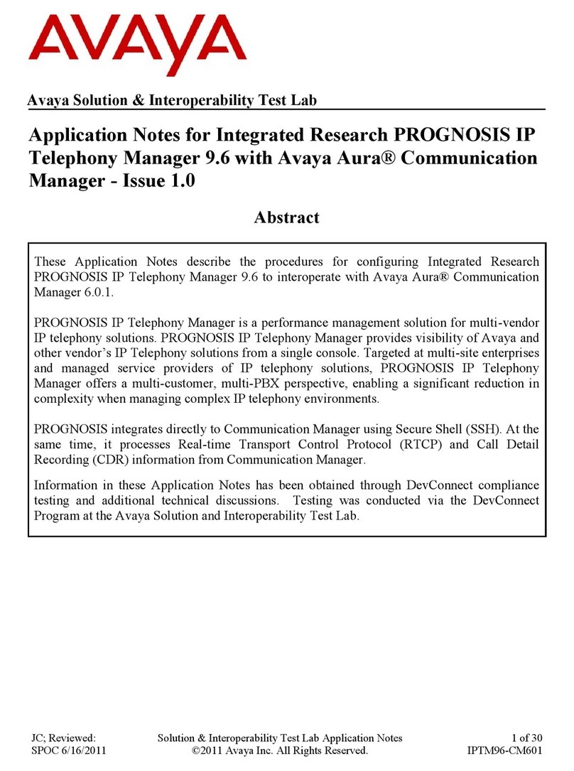 Avaya PROGNOSIS IP s Application notes Avaya PROGNOSIS IP s Application notes