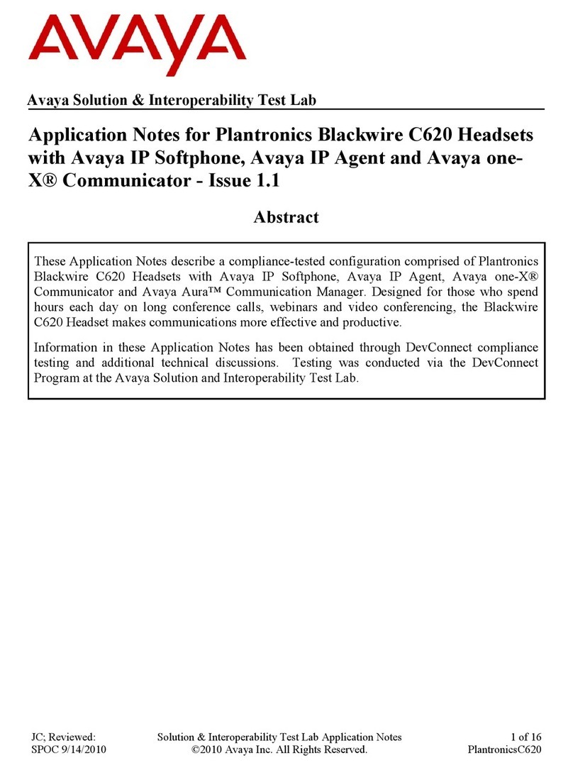 Avaya Plantronics Blackwire C620 s Supplement