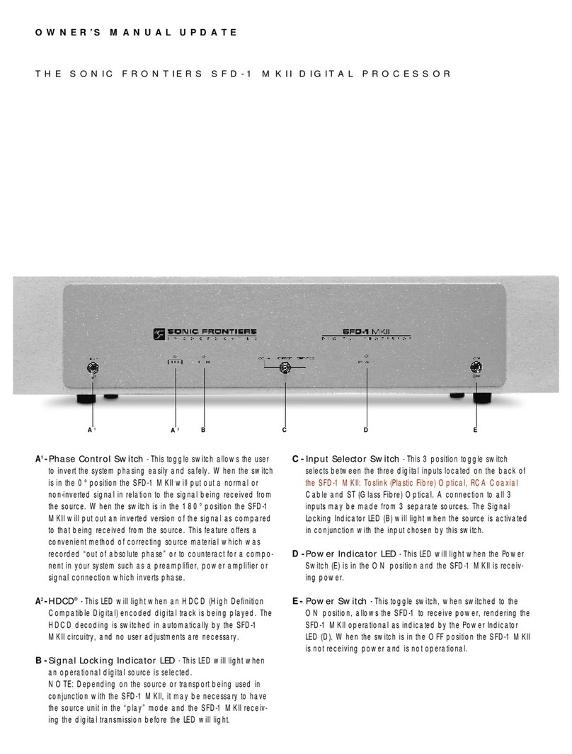 Sonic Frontiers Sonic Frontiers SFD-1 MK-II owner's manual