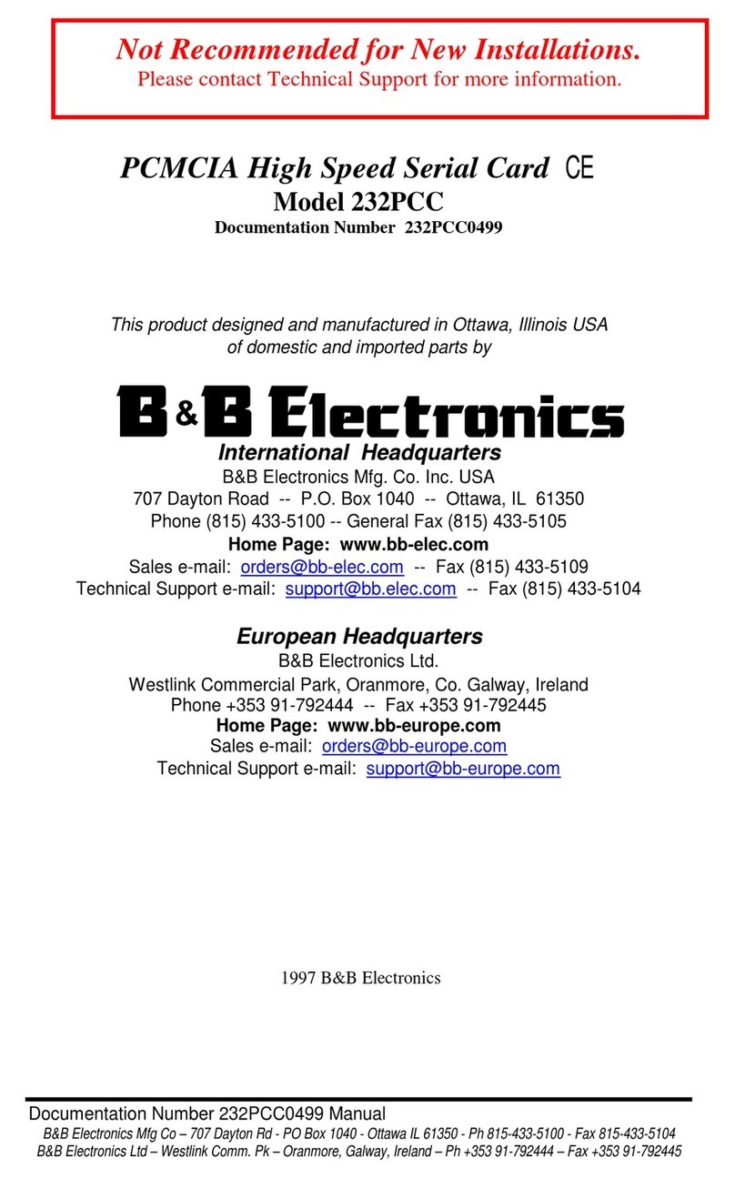 B&B Electronics 232PCC User manual B&B Electronics 232PCC User manual