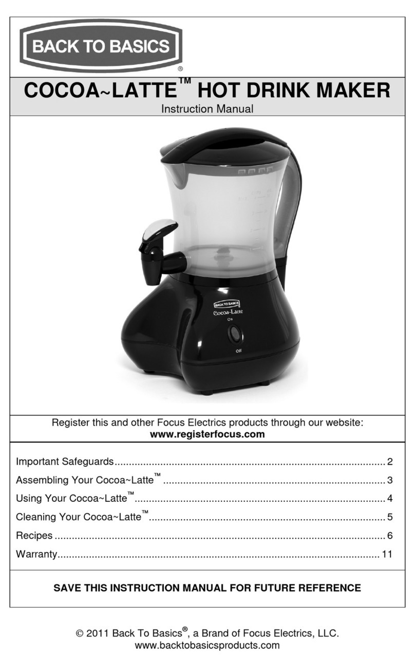 Back to Basics COCOA~LATTE User manual