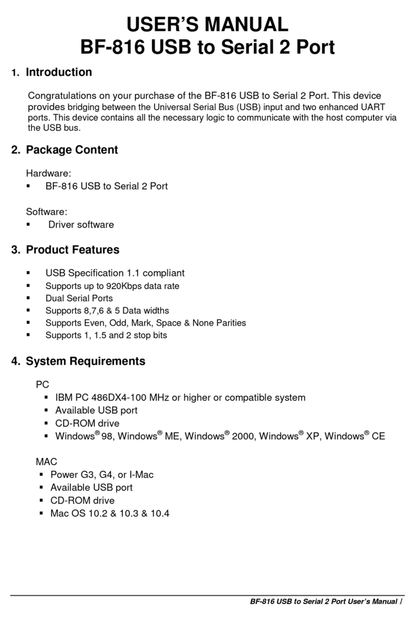 Bafo BF-816 USB to Serial 2 Port user manual