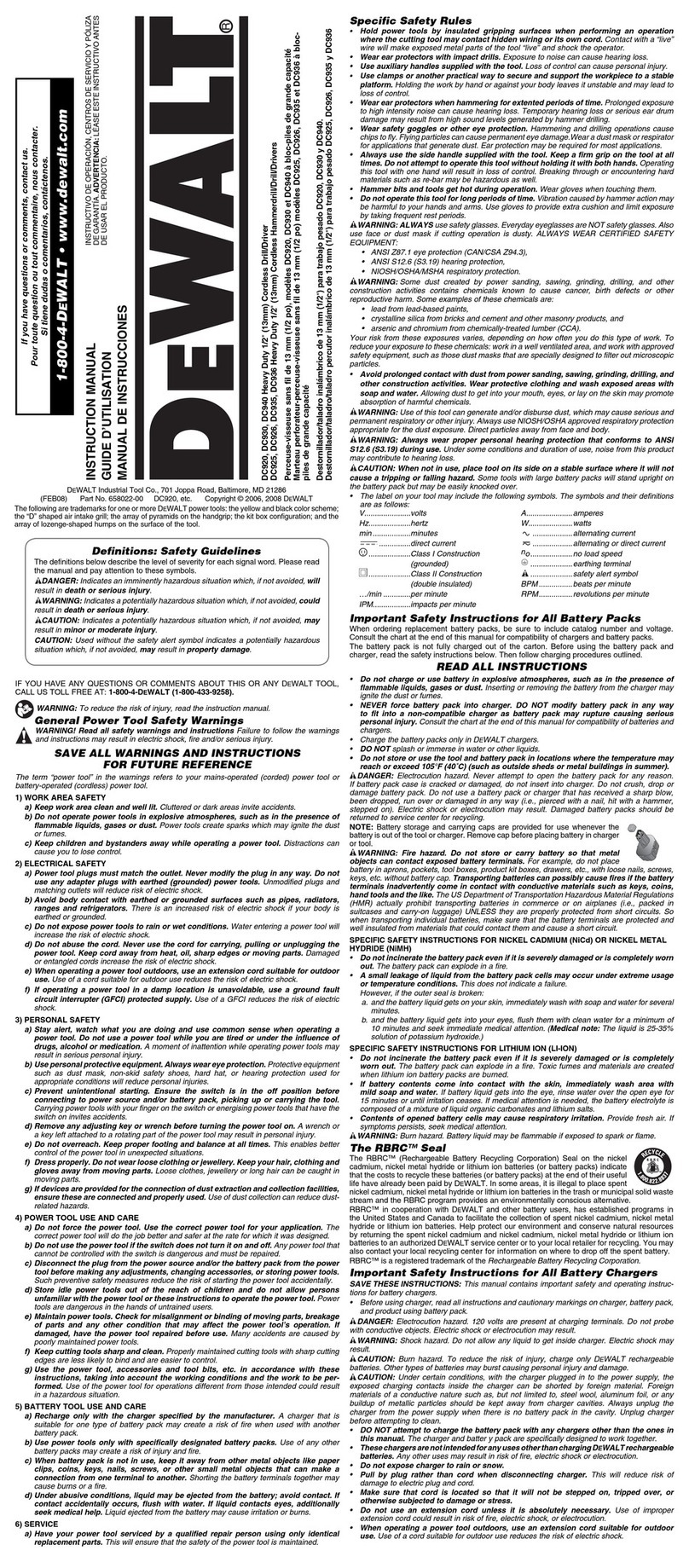 DeWalt DC920 User manual DeWalt DC920 User manual