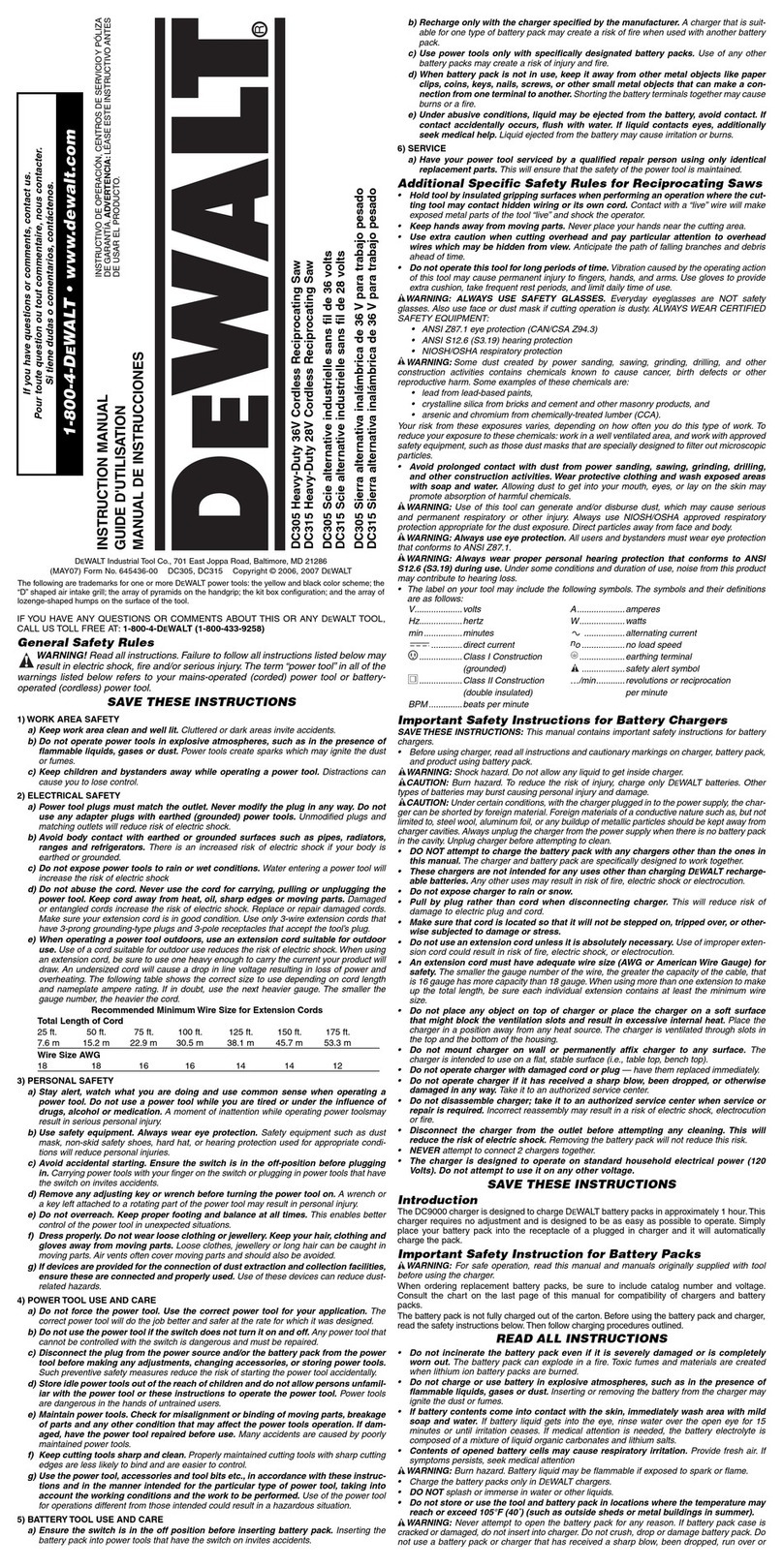 DeWalt DC305 User manual
