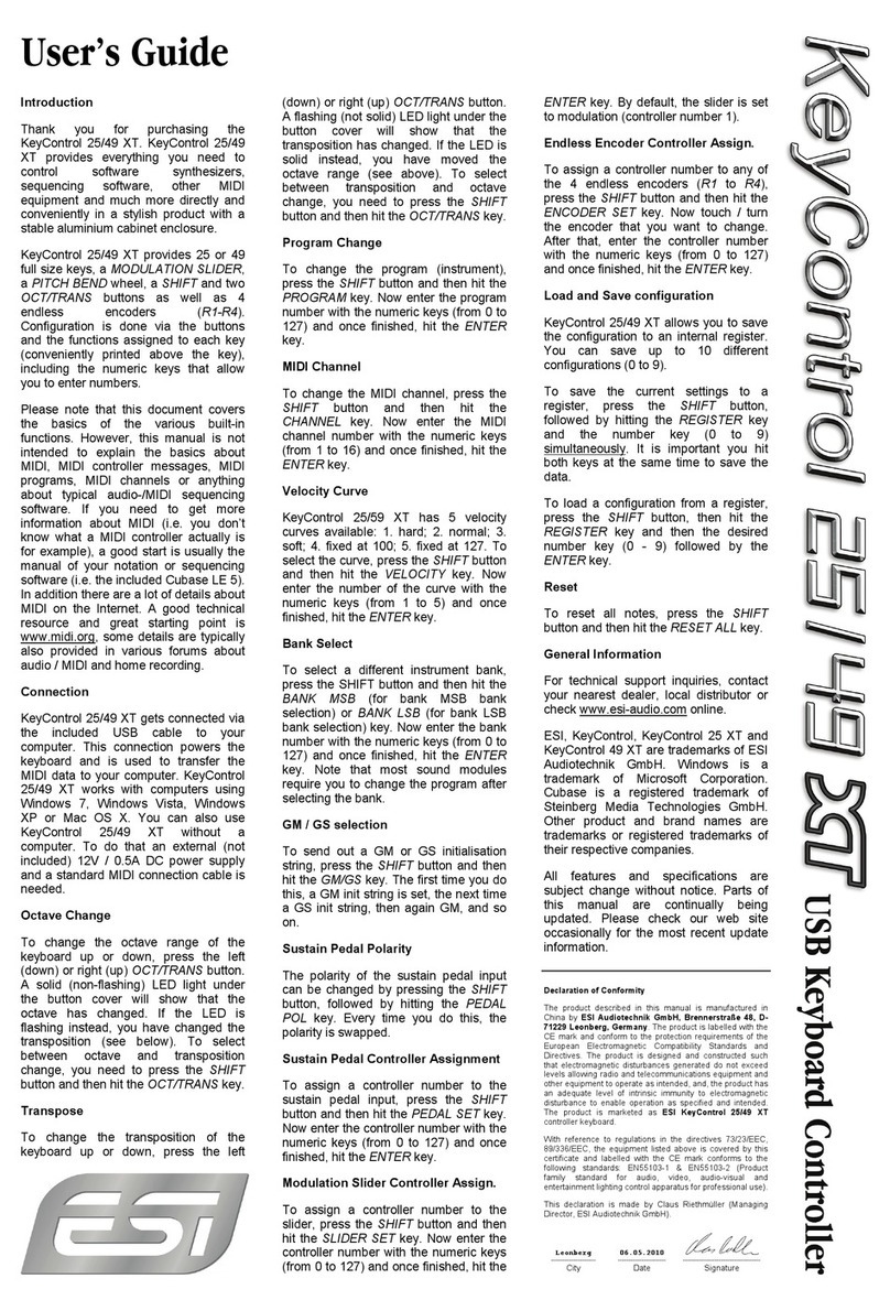 ESI KeyControl 49 XT user guide