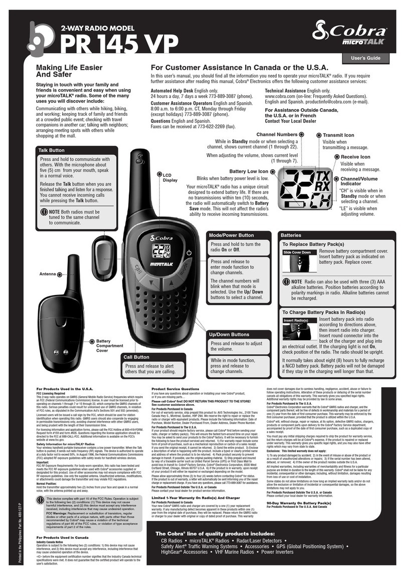 Cobra PR 145 VP User manual