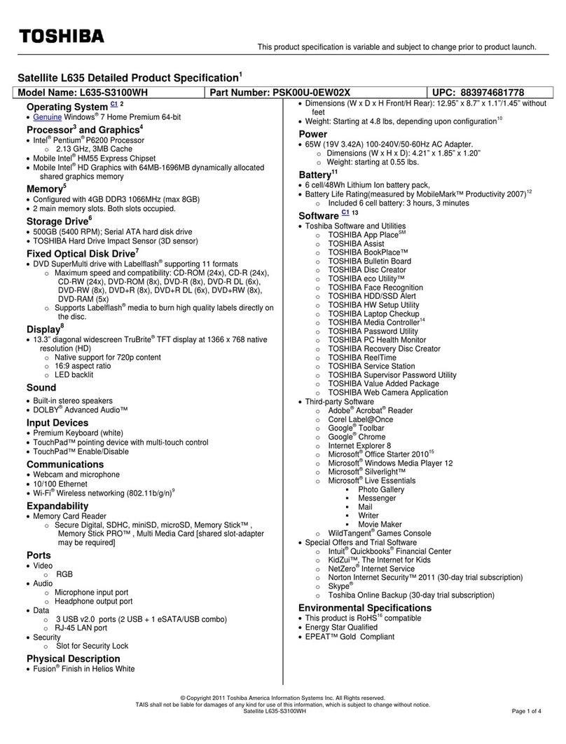Toshiba PSK00U-0F002X User manual