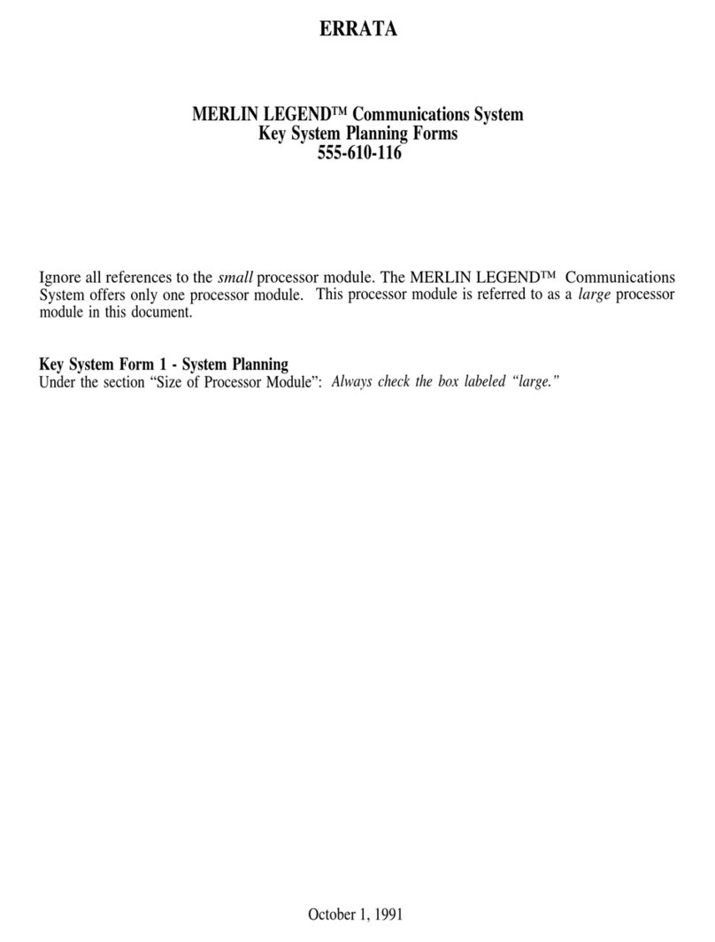 AT&T MERLIN LEGEND Communications System Key System Planning Forms... Key system planning