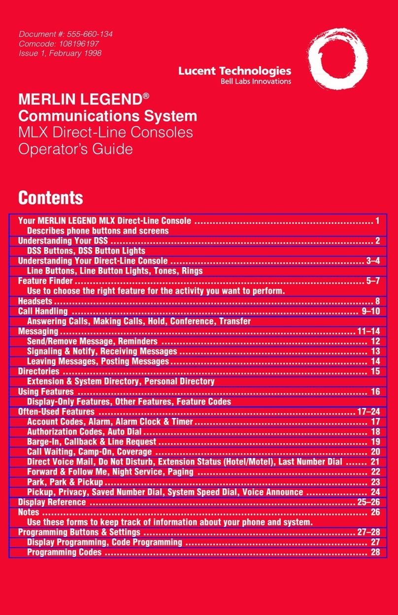 Lucent Technologies MERLIN LEGEND MLX Direct-Line Consoles Manual
