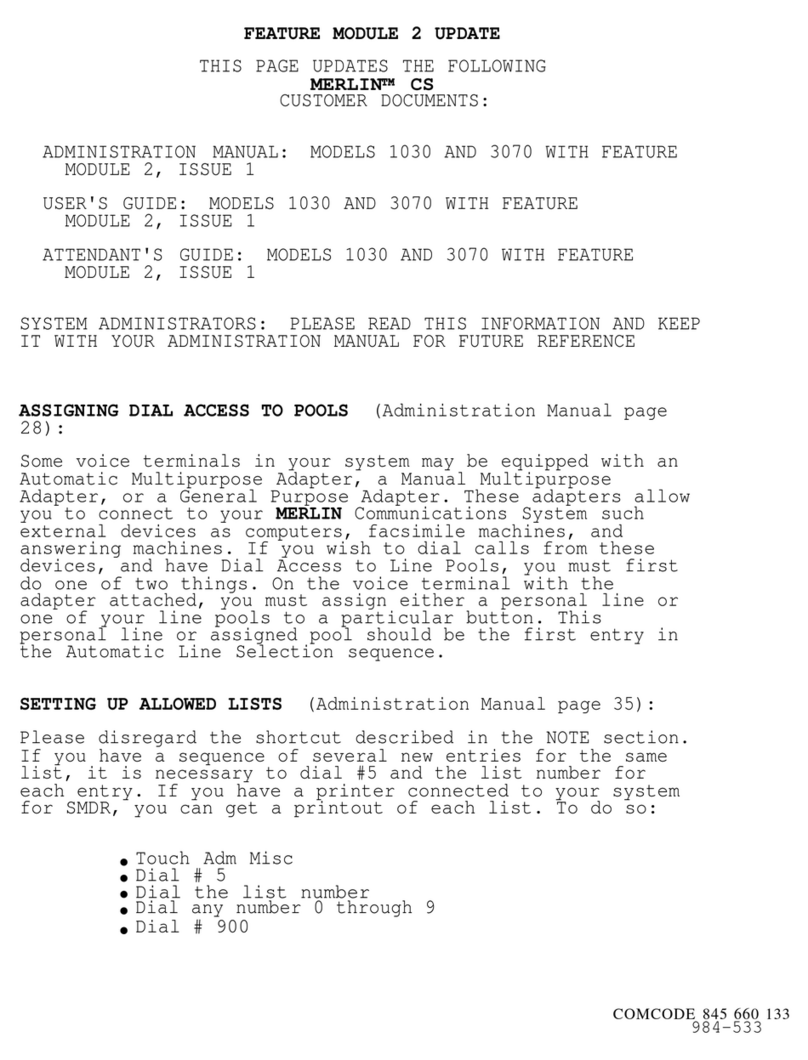 AT&T MERLIN 1030 MODULE 2 Technical manual