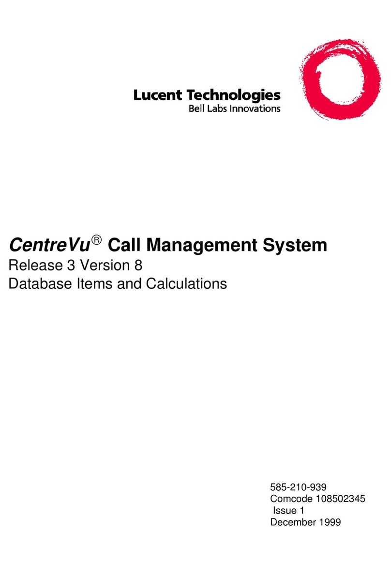 Lucent Technologies CentreVu Release 3 Version 8 Database Items and... User manual