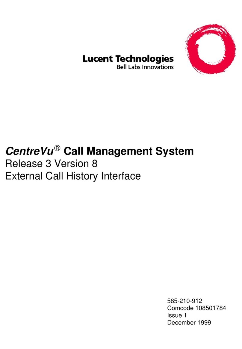 Lucent Technologies CentreVu Release 3 Version 8 External Call History... User manual