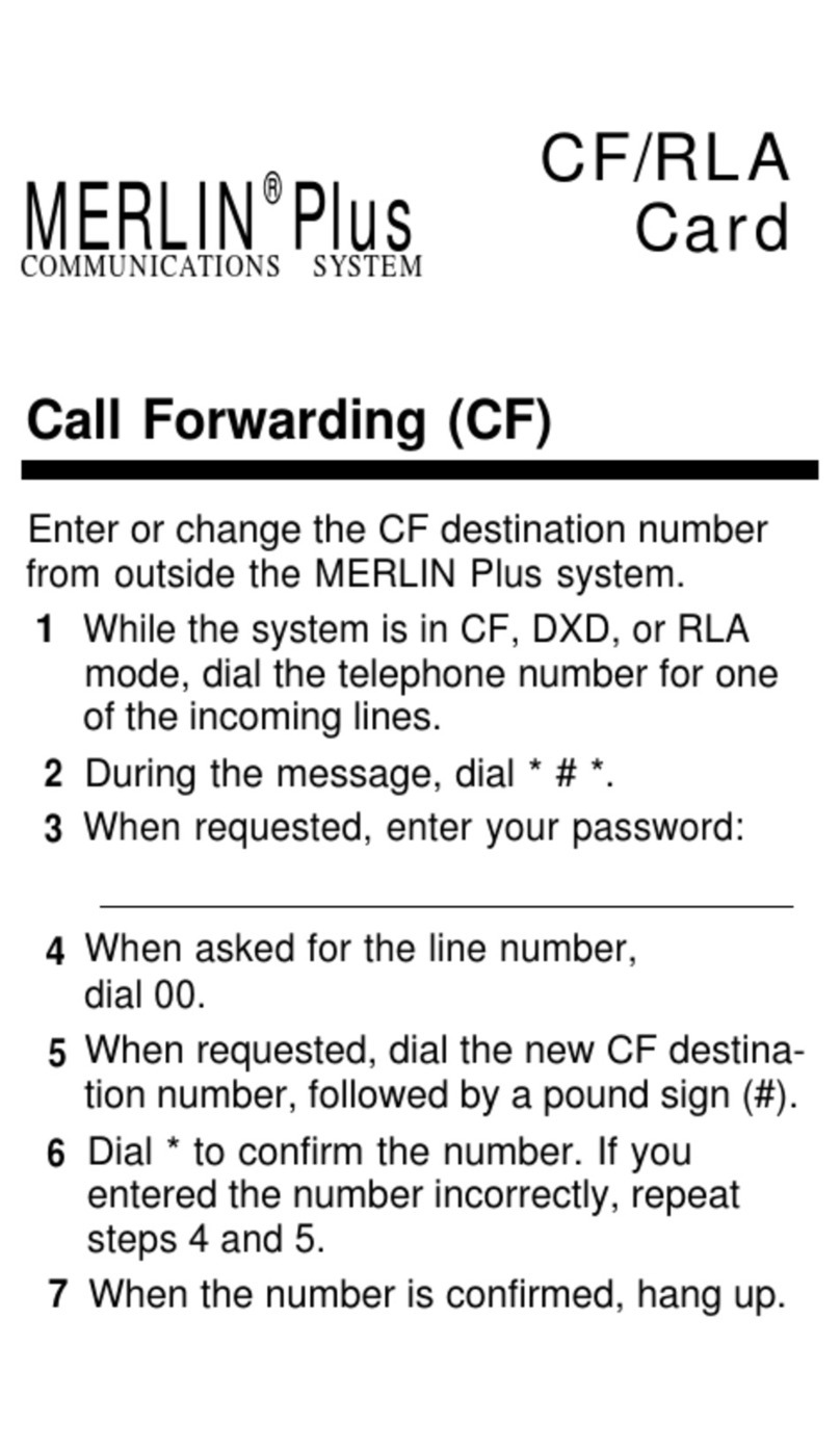 Lucent Technologies MERLIN Plus Cf/rla card manual