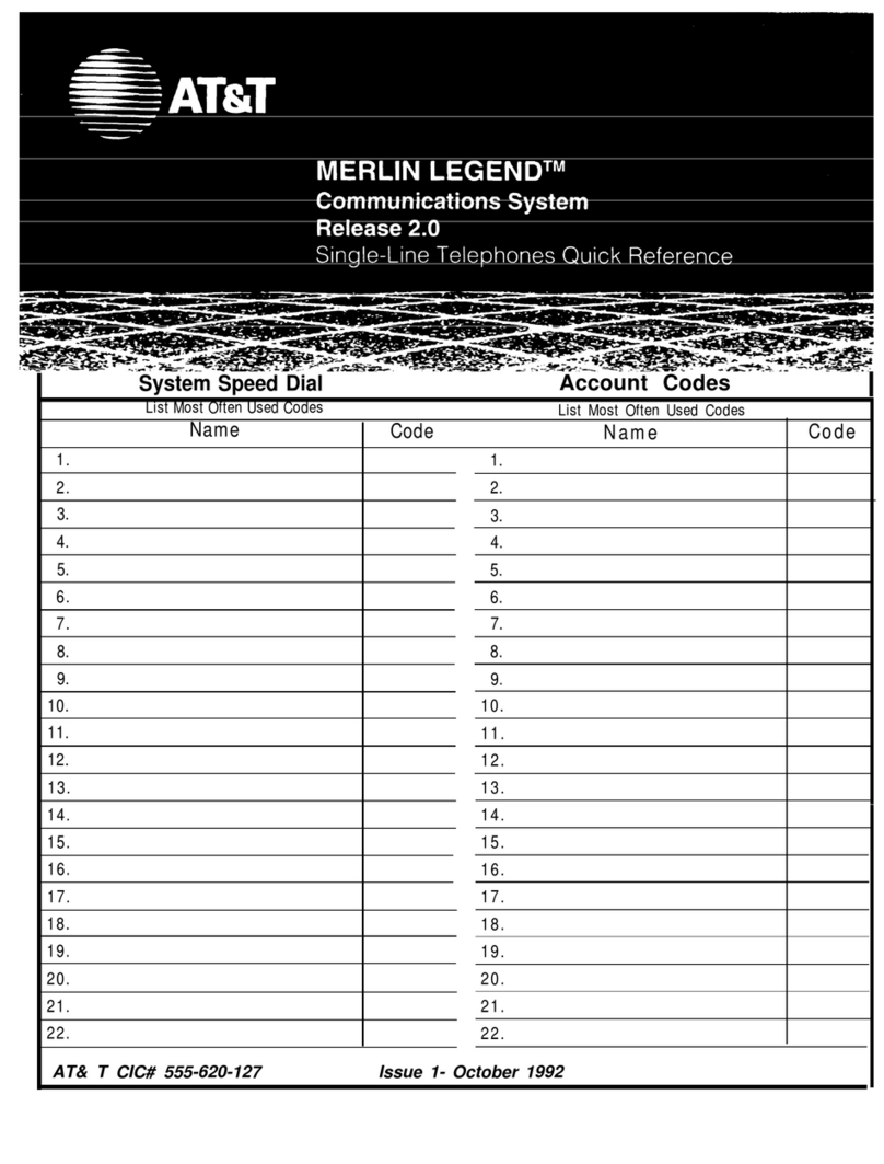 AT&T MERLIN LEGEND Release 2.0 Single-Line... Quick reference guide